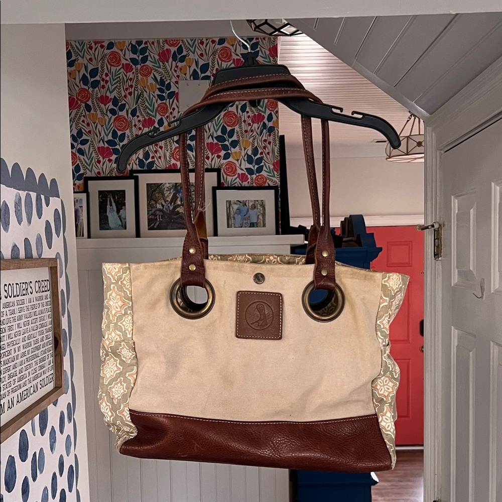 Elegant Cream and Brown Satchel